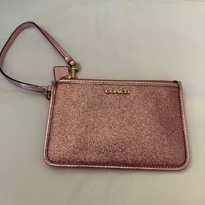 NWOT - COACH small legacy pink glitter wristlet